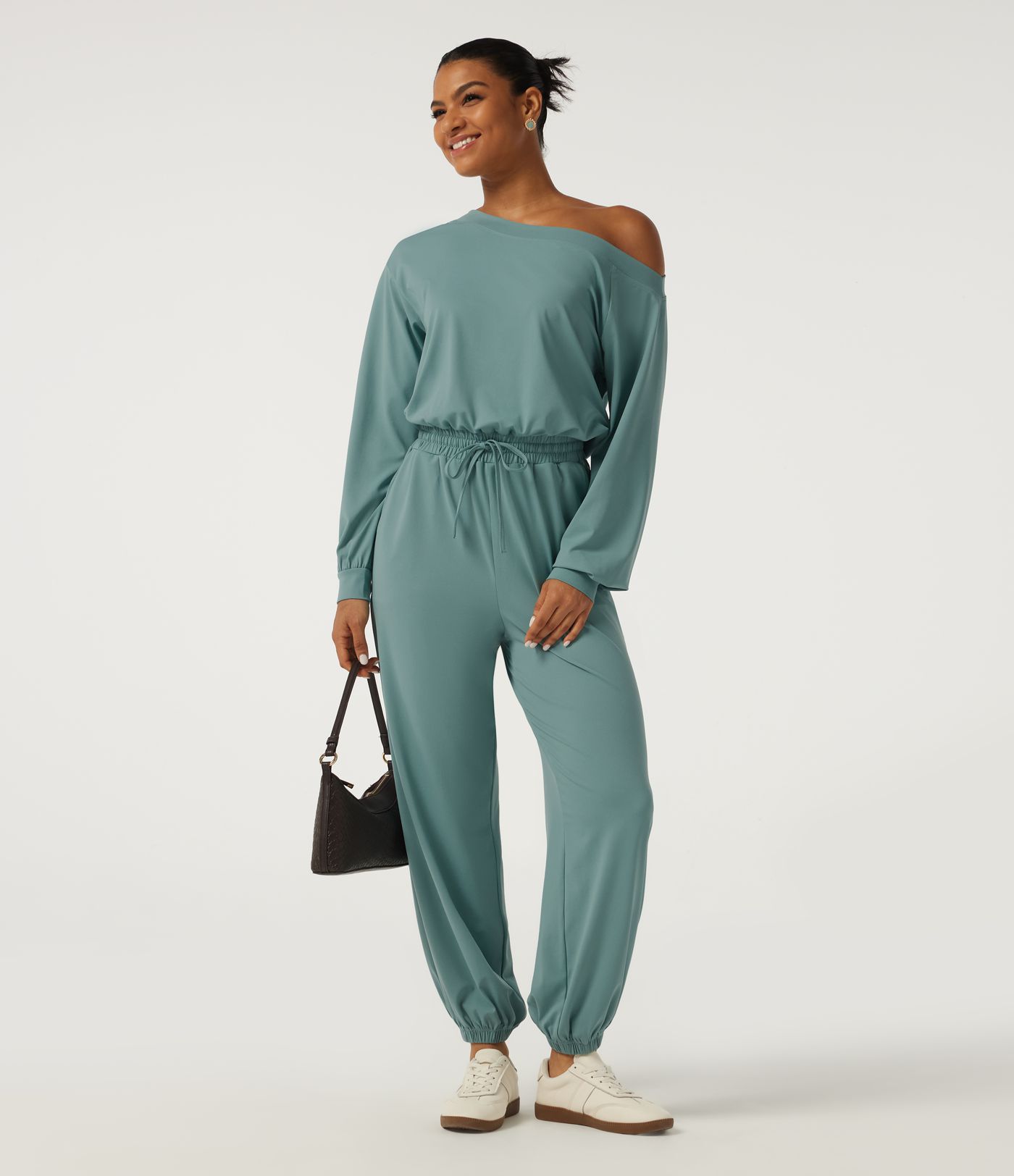 One Shoulder Long Sleeve Drawstring Casual Jumpsuit with Pockets - Easy Peezy Edition One Shoulder Long Sleeve Drawstring Casual Jumpsuit with Pockets - Easy Peezy Edition