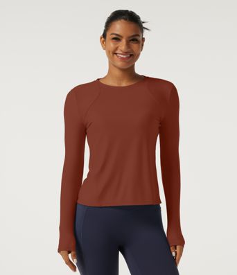Round Neck Long Sleeve Yoga Top-UPF40+ Round Neck Long Sleeve Yoga Top-UPF40+