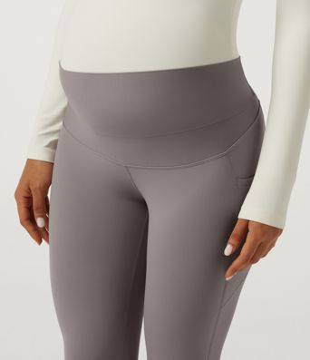 SoftlyZero™ Super High Waisted Skinny Yoga Maternity 7/8 Leggings with Pockets