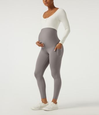 SoftlyZero™ Super High Waisted Skinny Yoga Maternity 7/8 Leggings with Pockets