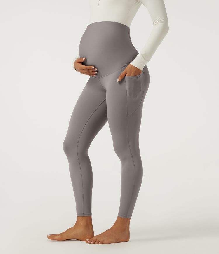 SoftlyZero™ Super High Waisted Skinny Yoga Maternity 7/8 Leggings with Pockets