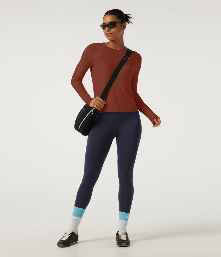 Round Neck Long Sleeve Yoga Top-UPF40+ Round Neck Long Sleeve Yoga Top-UPF40+