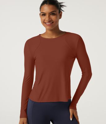 Round Neck Long Sleeve Yoga Top-UPF40+ Round Neck Long Sleeve Yoga Top-UPF40+