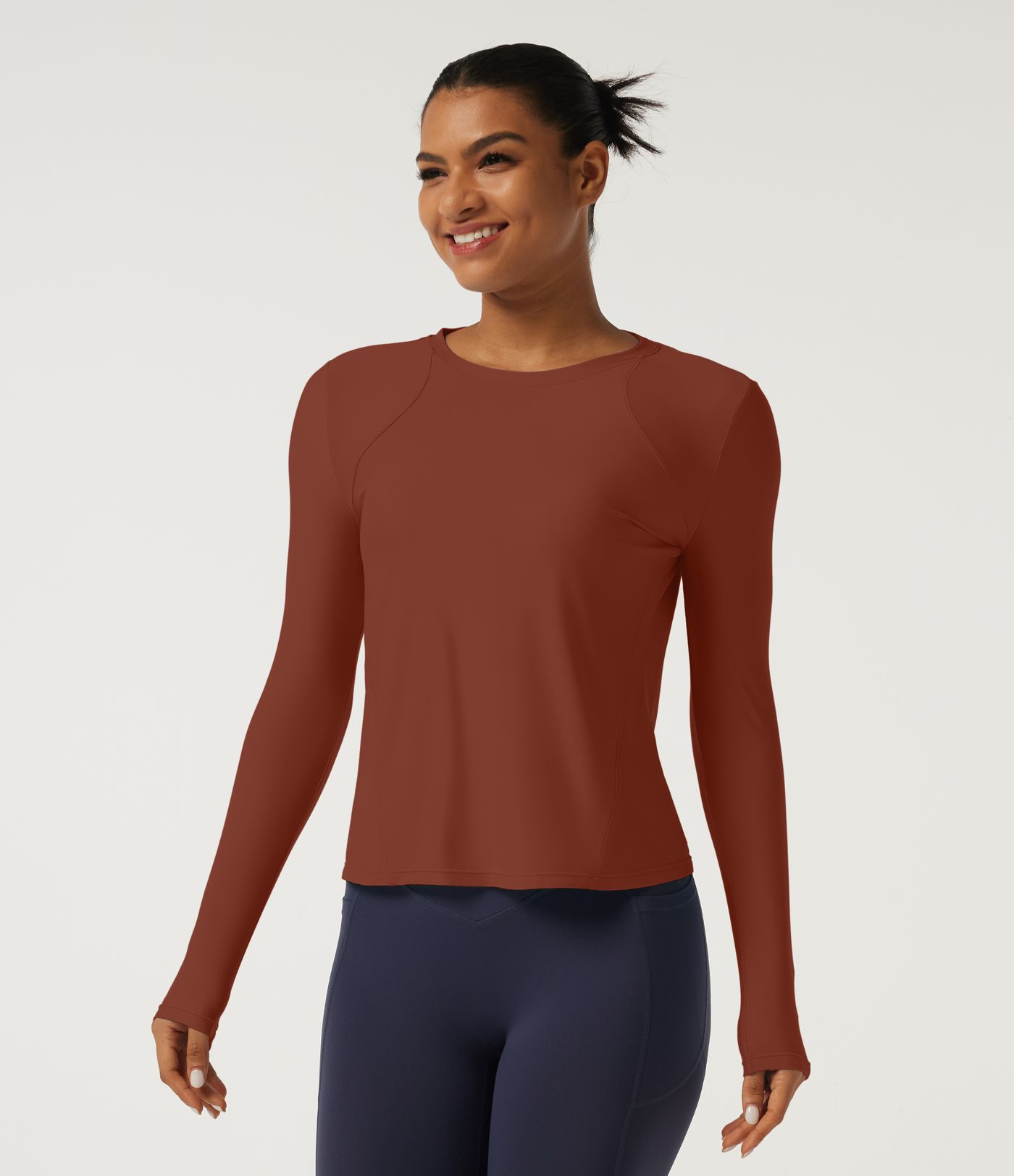 Round Neck Long Sleeve Yoga Top-UPF40+ Round Neck Long Sleeve Yoga Top-UPF40+