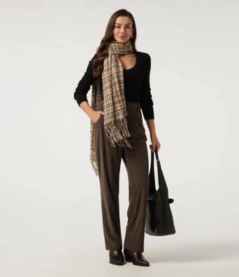 Pantalon décontracté en velours côtelé, taille mi-haute, jambe droite, coupe asymétrique, avec poches