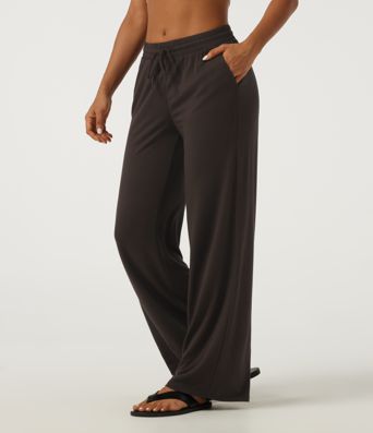 Low Rise Drawstring Straight Leg Casual Pants with Pockets