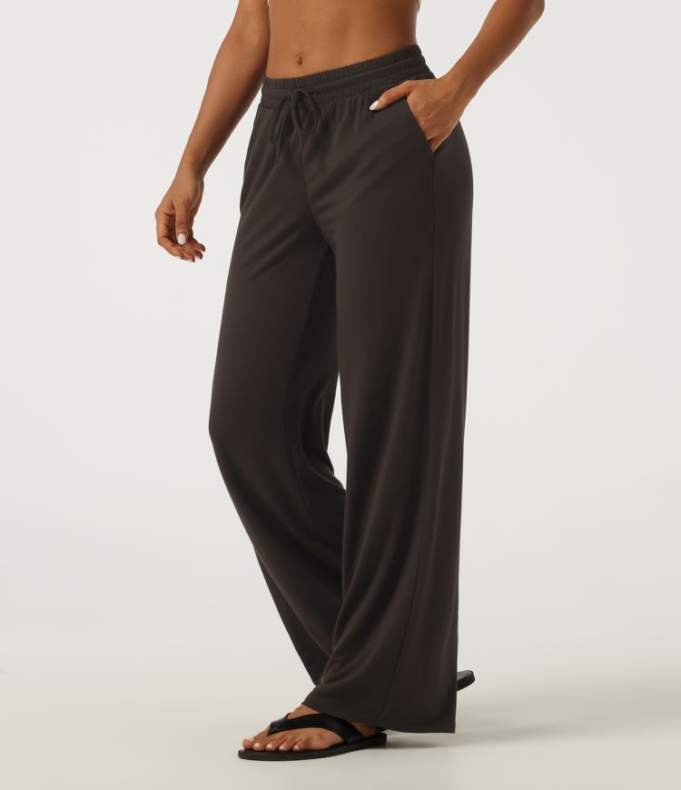 Low Rise Drawstring Straight Leg Casual Pants with Pockets