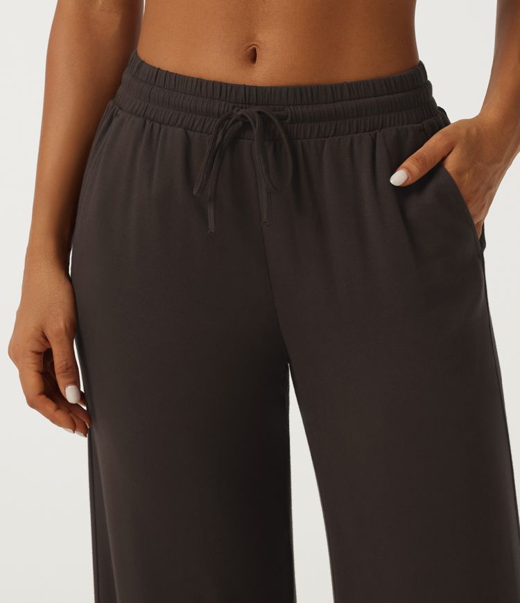 Low Rise Drawstring Straight Leg Casual Pants with Pockets