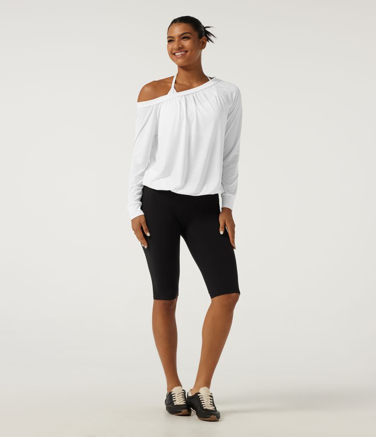 One Shoulder Long Sleeve Ruched Quick Dry Yoga Sports Top One Shoulder Long Sleeve Ruched Quick Dry Yoga Sports Top