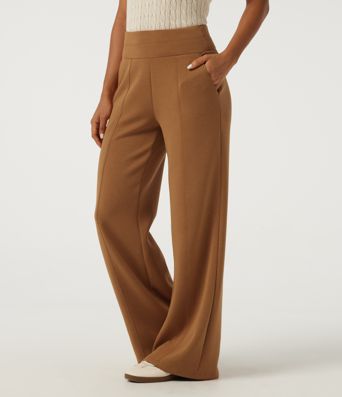 SpacerTek™ High Waisted Wide Leg Pintuck Work Pants with Pockets