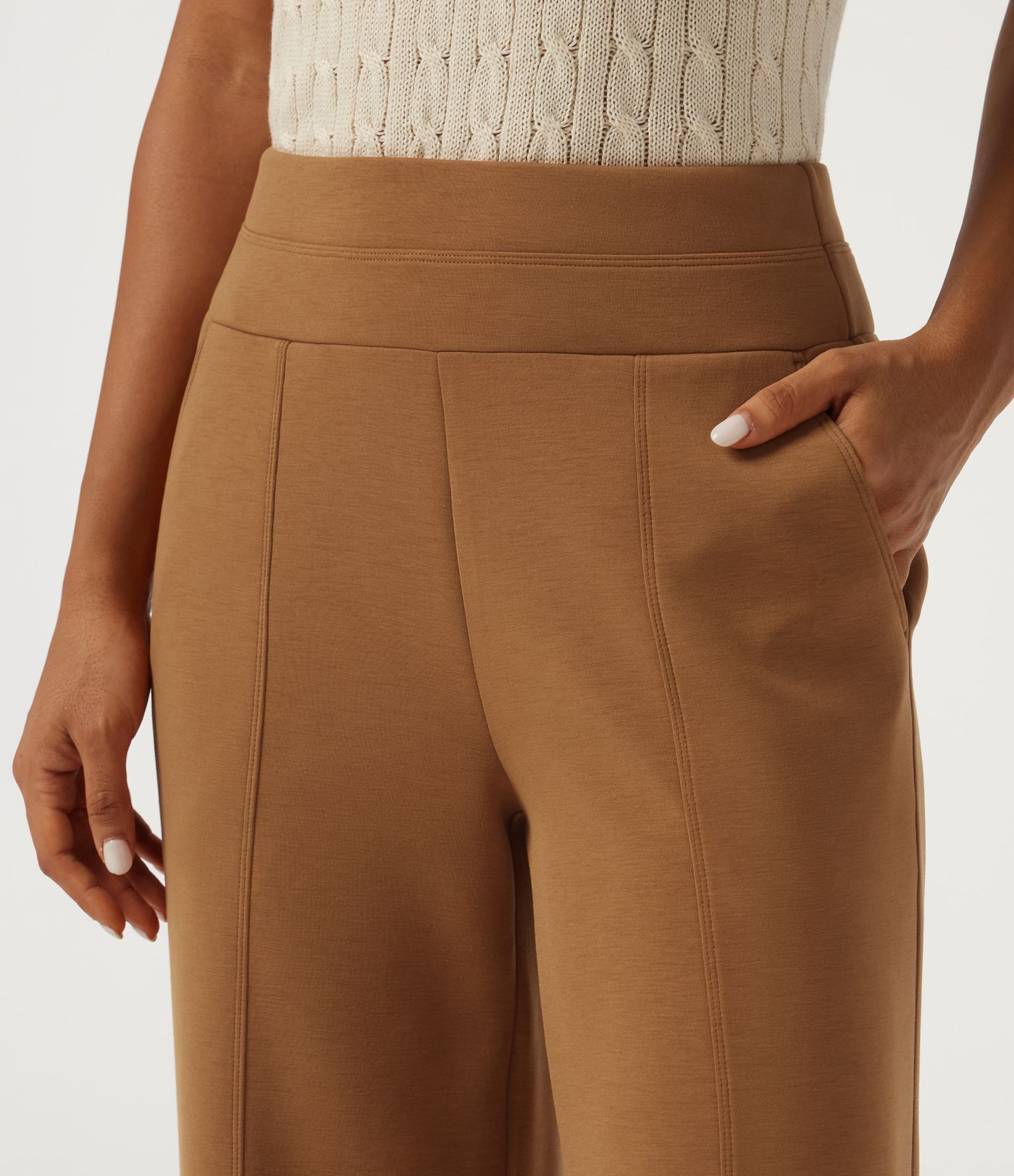 SpacerTek™ High Waisted Wide Leg Pintuck Work Pants with Pockets