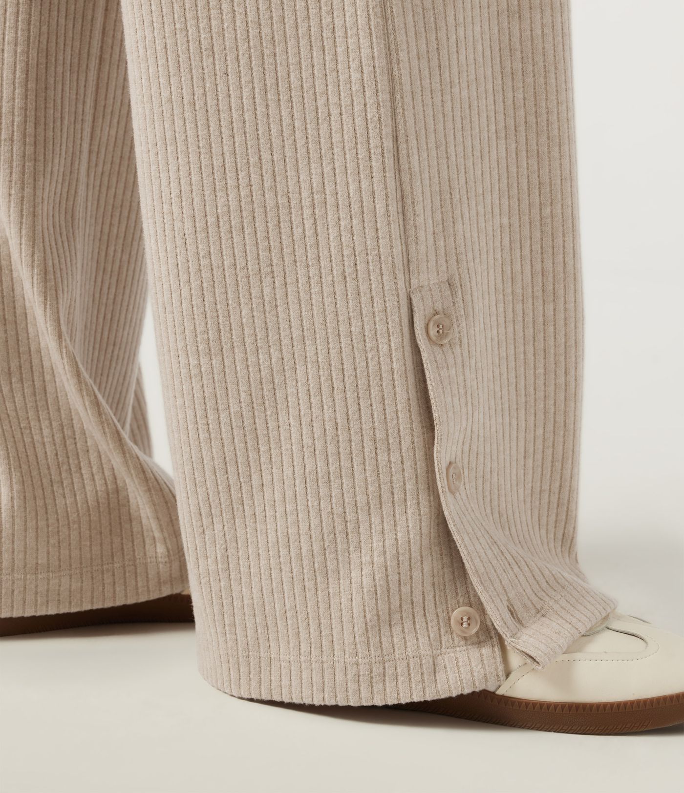 Ribbed Knit High Waisted Drawstring Baggy Casual Pants with Pockets
