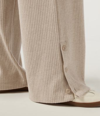 Ribbed Knit High Waisted Drawstring Baggy Casual Pants with Pockets
