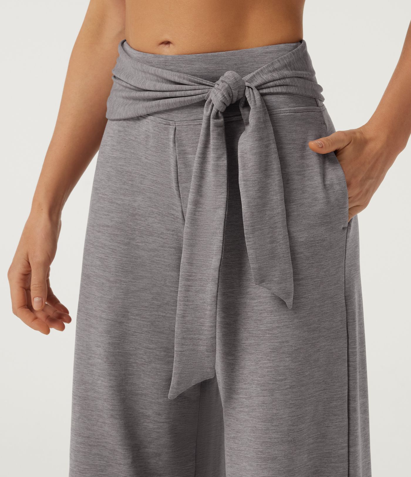 Mid Rise Straight Leg Tie Front Wrapped Yoga Pants with Pockets Mid Rise Straight Leg Tie Front Wrapped Yoga Pants with Pockets