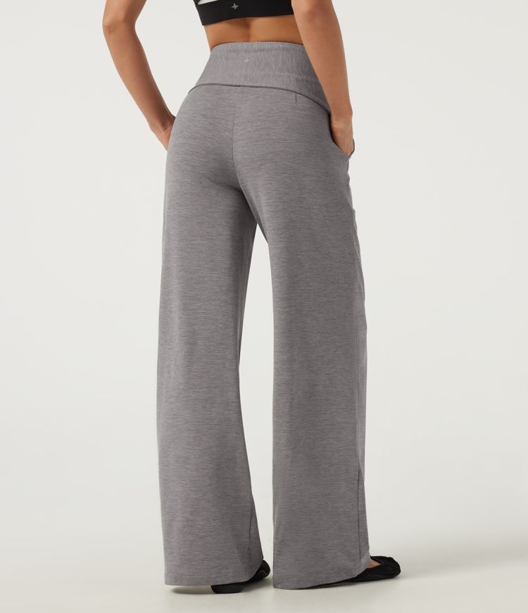 Mid Rise Straight Leg Tie Front Wrapped Yoga Pants with Pockets Mid Rise Straight Leg Tie Front Wrapped Yoga Pants with Pockets