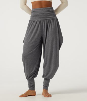 Pantalon décontracté taille haute à effet «stacked»