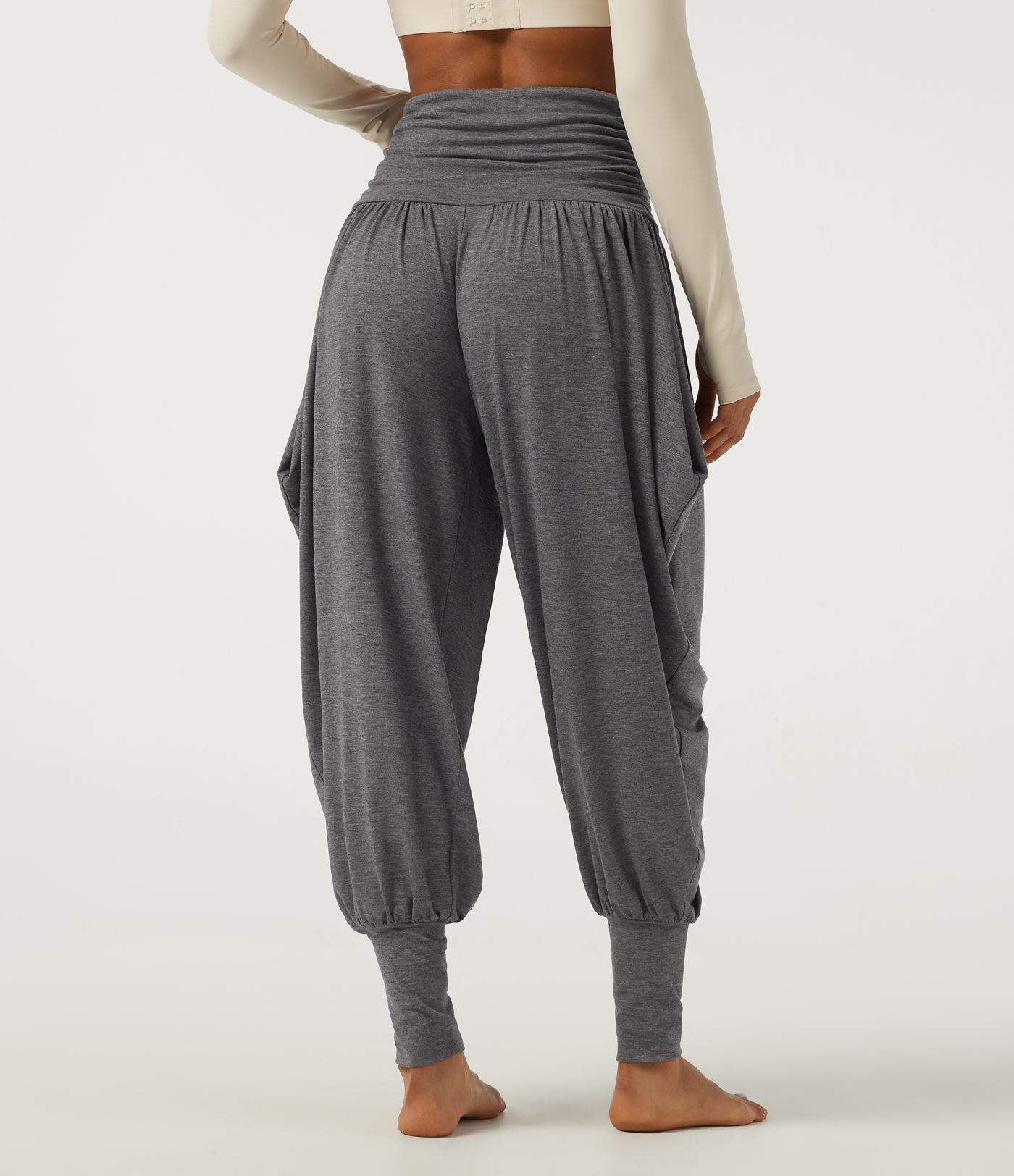 Pantalon décontracté taille haute à effet «stacked»