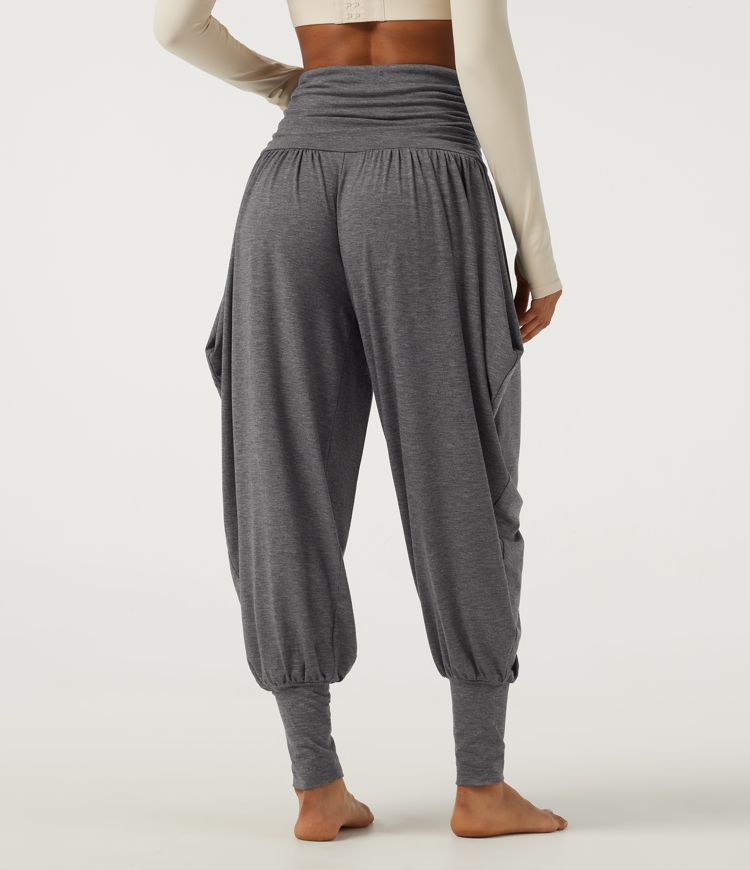 Pantalon décontracté taille haute à effet «stacked»