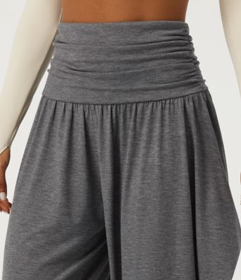 Pantalon décontracté taille haute à effet «stacked»