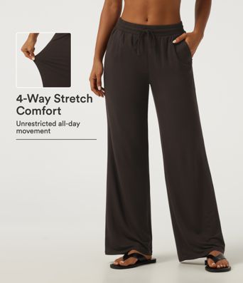 Low Rise Drawstring Straight Leg Casual Pants with Pockets