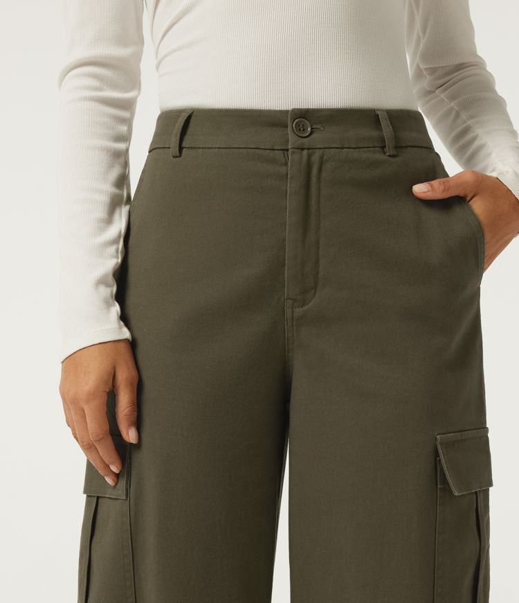 Mid Rise Work Chino Cotton Jogger with Pockets