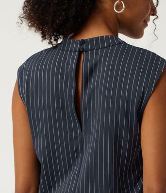 Notched Sleeveless Wide Leg Stripe Work Jumpsuits with Pockets - Easy Peezy Edition