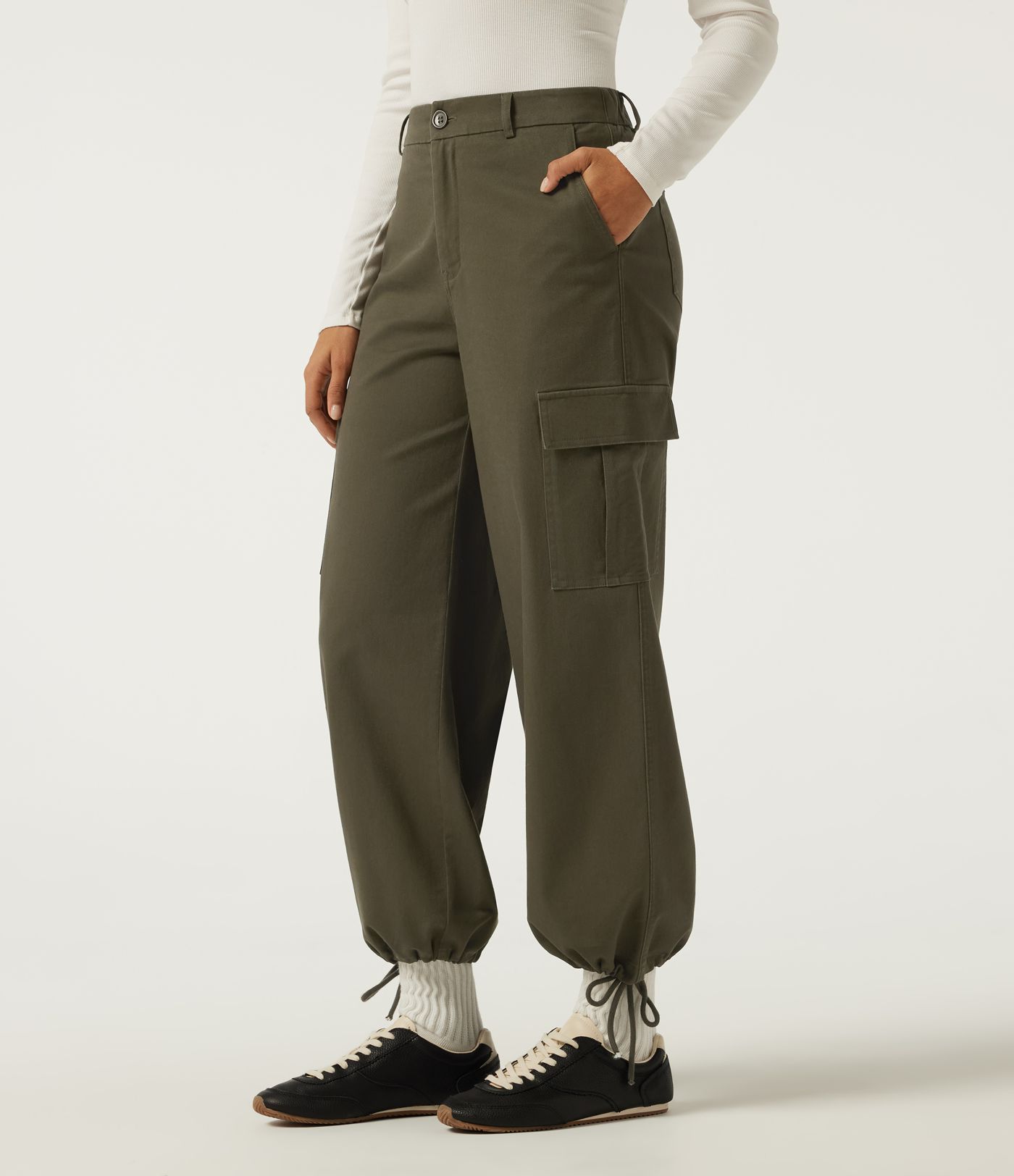 Mid Rise Work Chino Cotton Jogger with Pockets