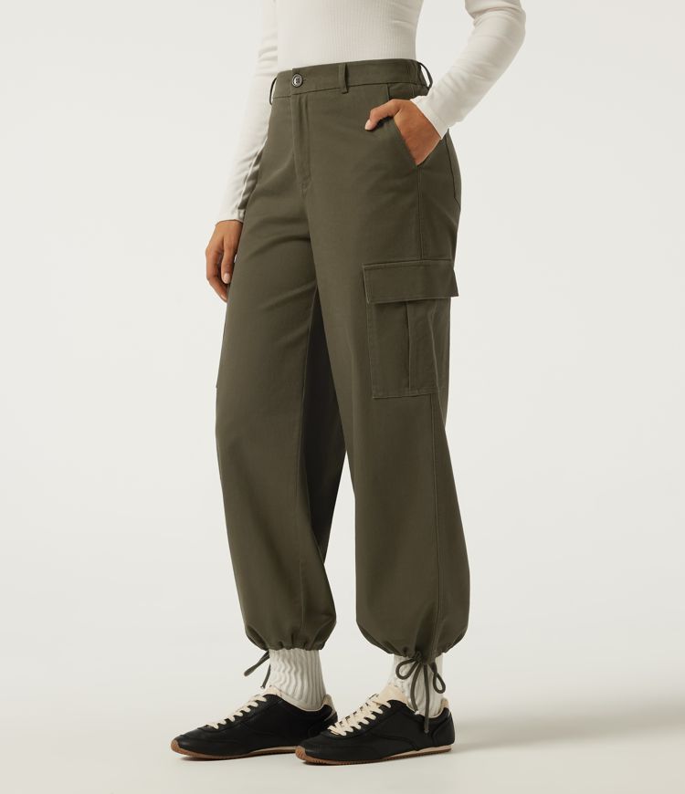 Mid Rise Work Chino Cotton Jogger with Pockets