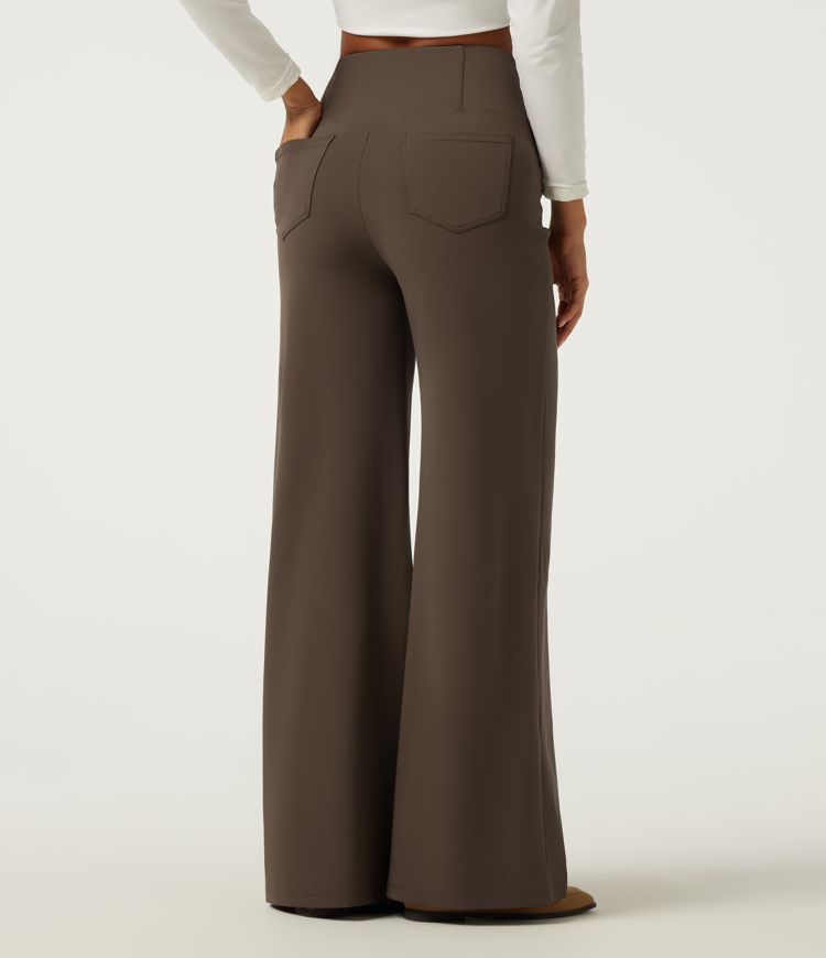 Halara DayStretch™ High Waisted Tummy Control Crossover Wide Leg Casual Pants with Pockets Halara DayStretch™ High Waisted Tummy Control Crossover Wide Leg Casual Pants with Pockets