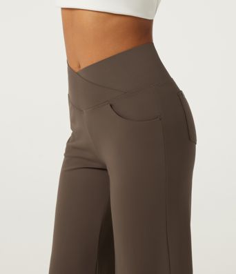 Halara DayStretch™ High Waisted Tummy Control Crossover Wide Leg Casual Pants with Pockets Halara DayStretch™ High Waisted Tummy Control Crossover Wide Leg Casual Pants with Pockets