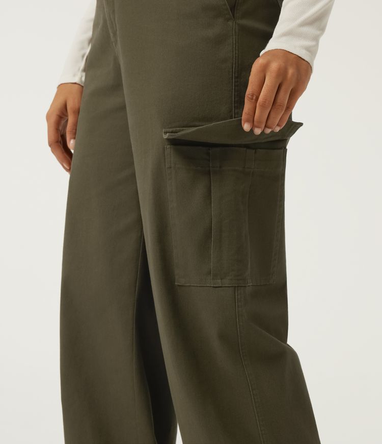 Mid Rise Work Chino Cotton Jogger with Pockets