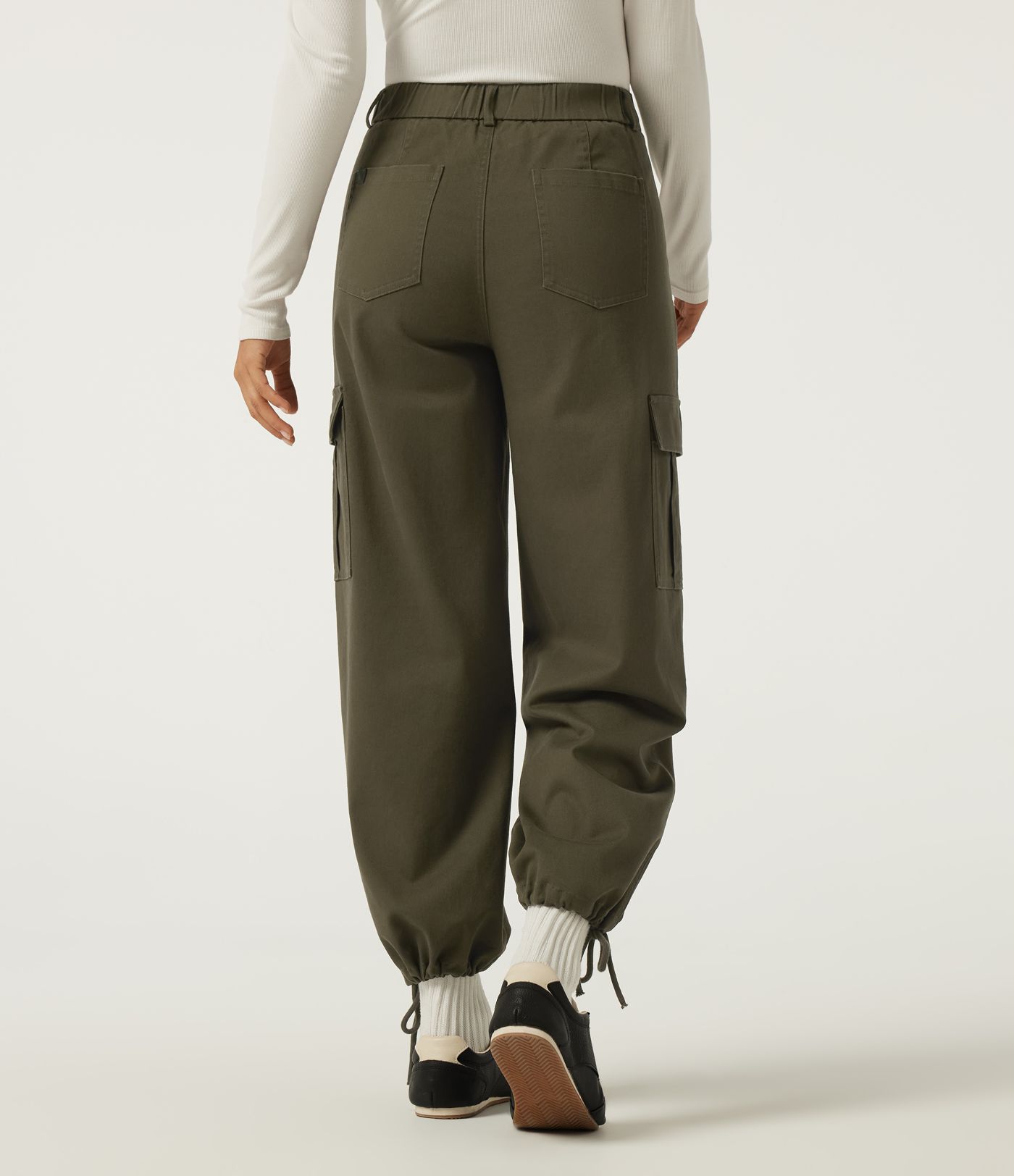 Mid Rise Work Chino Cotton Jogger with Pockets
