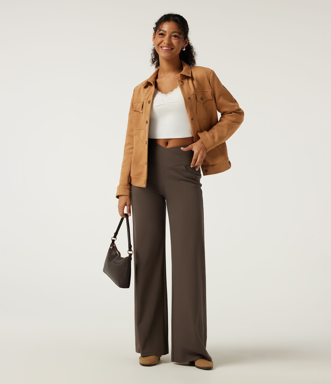 Halara DayStretch™ High Waisted Tummy Control Crossover Wide Leg Casual Pants with Pockets Halara DayStretch™ High Waisted Tummy Control Crossover Wide Leg Casual Pants with Pockets