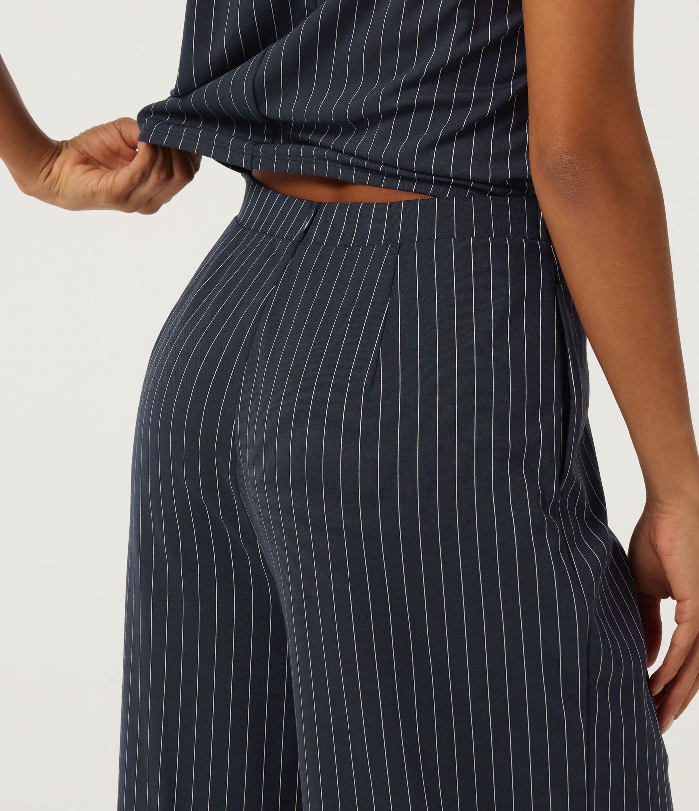 Notched Sleeveless Wide Leg Stripe Work Jumpsuits with Pockets - Easy Peezy Edition