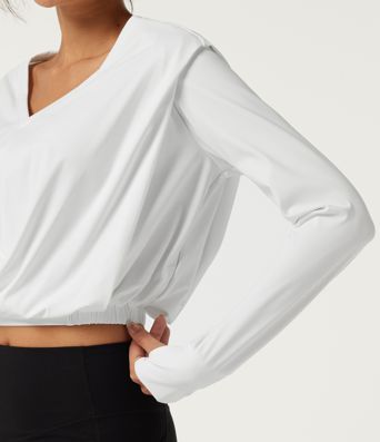 SoftlyZero™ Airy V Neck Long Sleeve Yoga Sports Top with Thumbholes