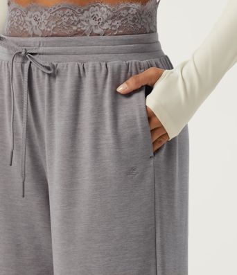 Pantalon de jogging décontracté taille basse à jambes larges, cordon de serrage, dentelle contrastante et poches