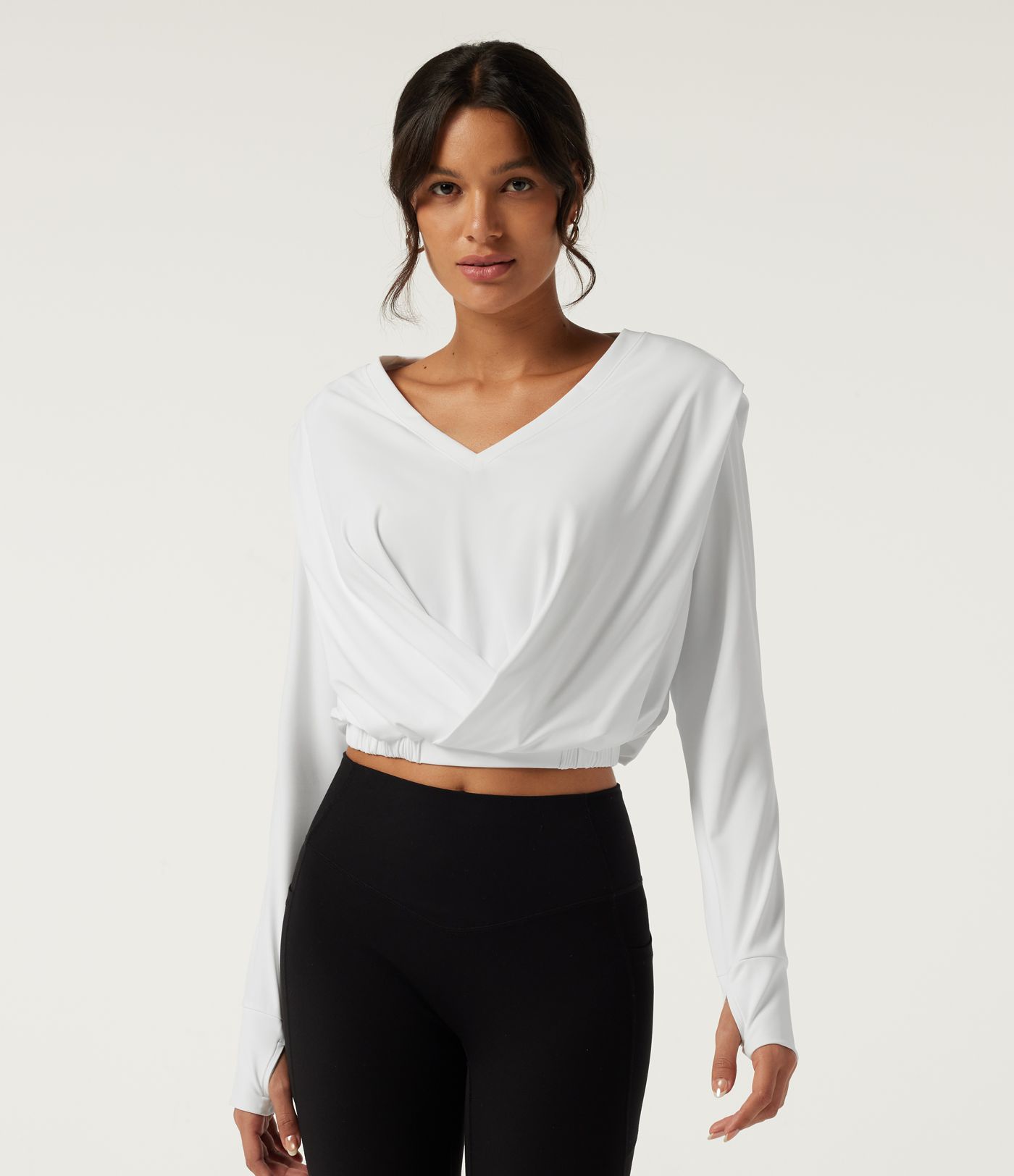 SoftlyZero™ Airy V Neck Long Sleeve Yoga Sports Top with Thumbholes