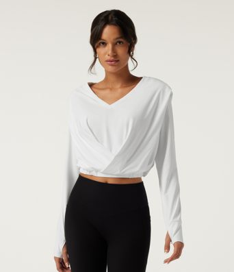 SoftlyZero™ Airy V Neck Long Sleeve Yoga Sports Top with Thumbholes