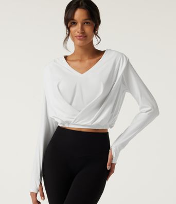 SoftlyZero™ Airy V Neck Long Sleeve Yoga Sports Top with Thumbholes