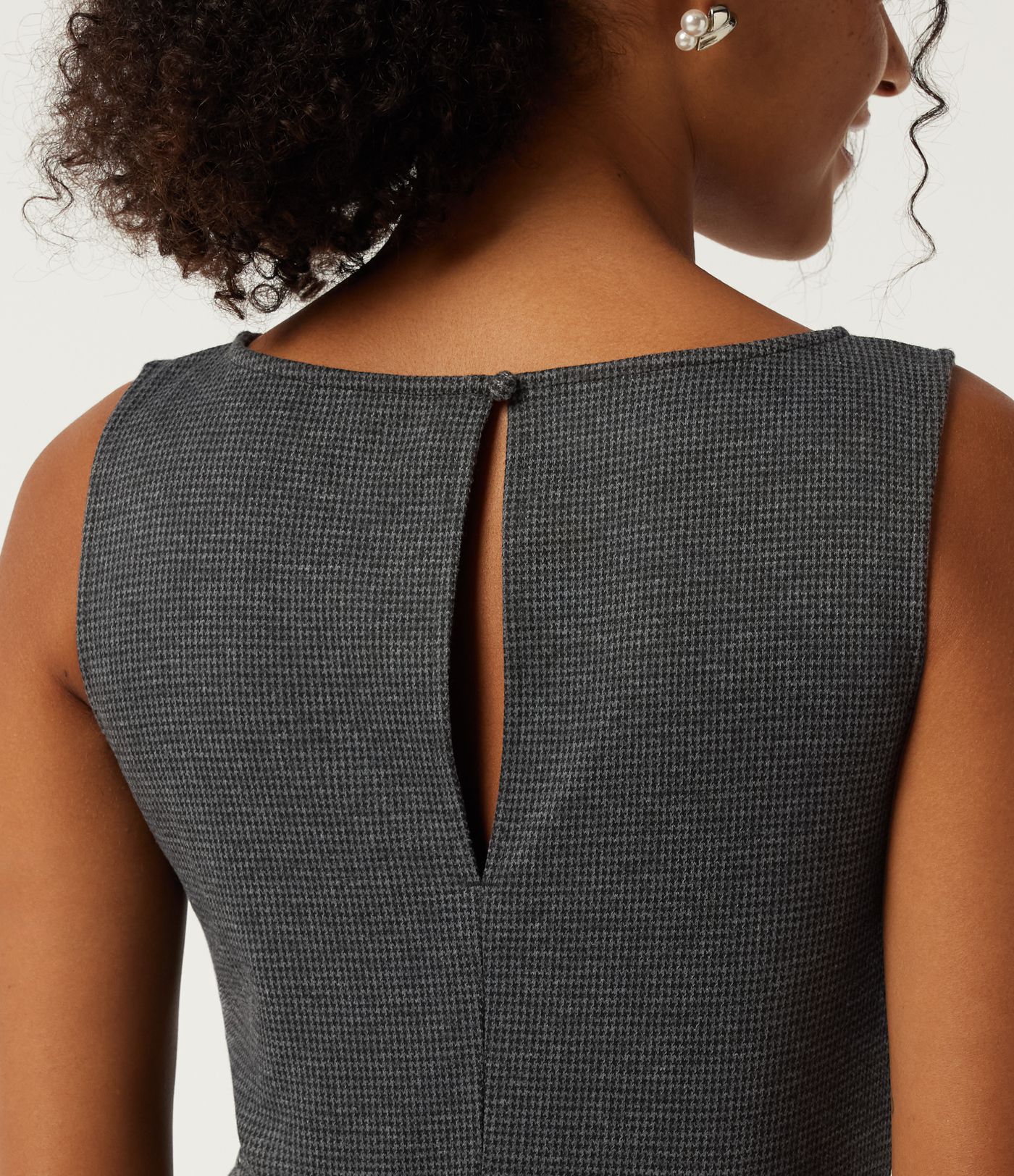 Boat Neck Sleeveless Wide Leg Houndstooth Slim Work Jumpsuits with Pockets -Easy Peezy Edition