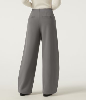 Mid Rise Barrel Leg Fleece Work Pants with Pockets