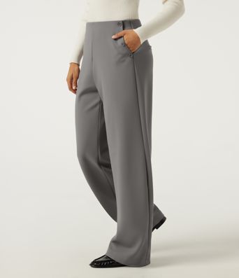 Mid Rise Barrel Leg Fleece Work Pants with Pockets