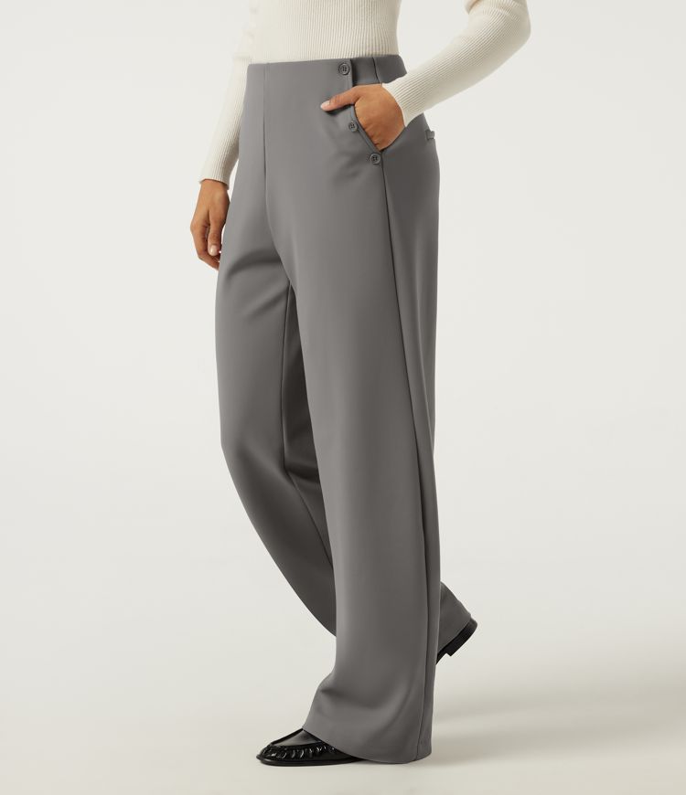 Mid Rise Barrel Leg Fleece Work Pants with Pockets