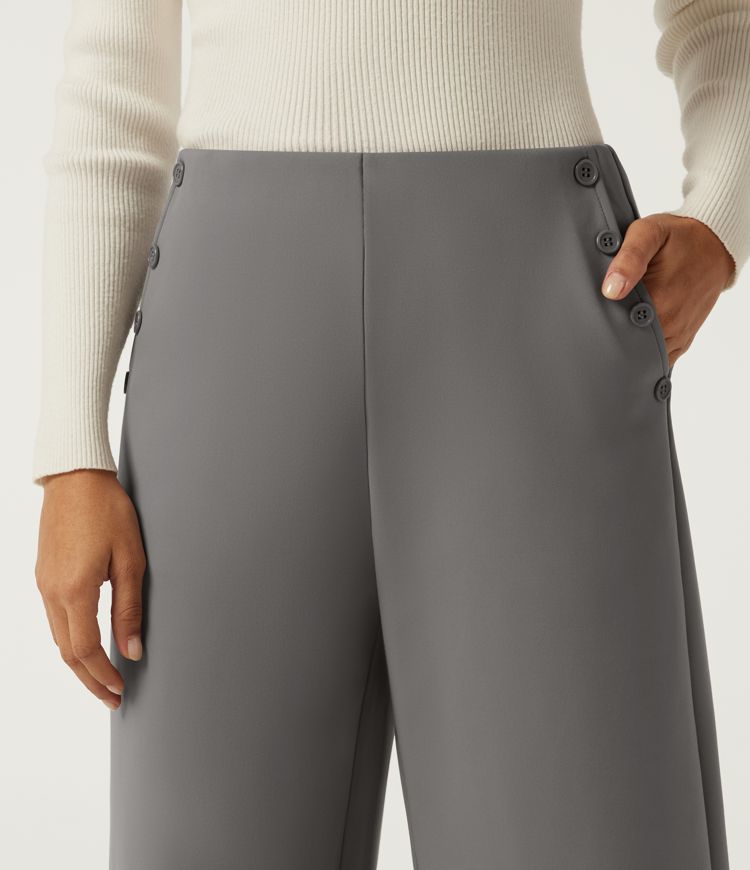 Mid Rise Barrel Leg Fleece Work Pants with Pockets