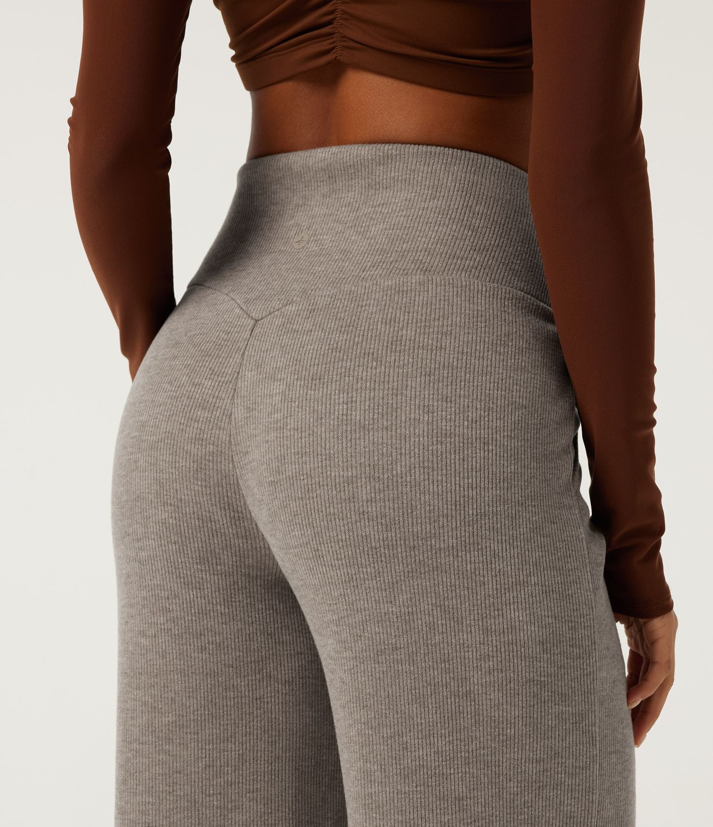 Ribbed Knit High Waisted Tummy Control Straight Leg Pintuck Casual Pants with Pockets