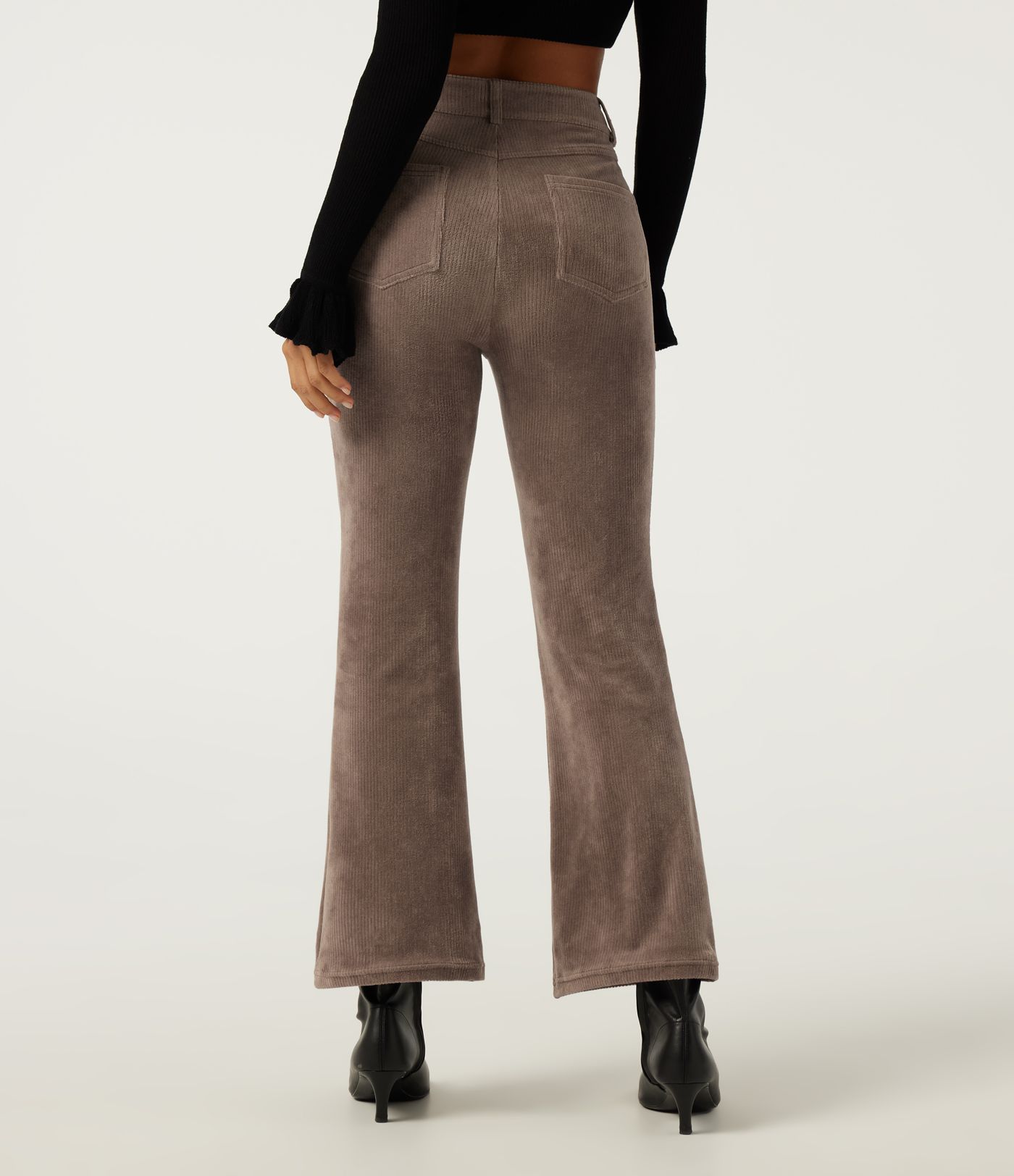 High Waisted Flare Corduroy Casual Pants with Pockets