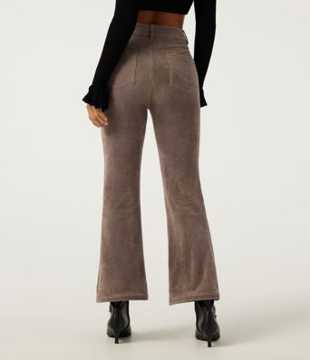 High Waisted Flare Corduroy Casual Pants with Pockets