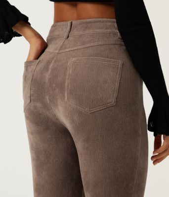 High Waisted Flare Corduroy Casual Pants with Pockets