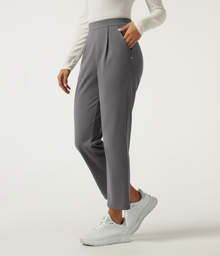 High Waisted Straight Leg Fleece Golf Pants with Pockets