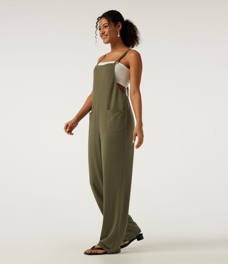 Square Neck Crisscross Straight Leg Casual Overalls with Pockets